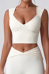 Women's V -Neck Cropped  Sports Yoga Tank Top