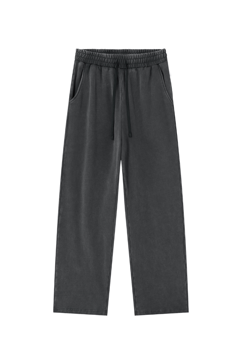 Unisex 100% Cotton Washed Heavyweight Wide Leg Casual Pants