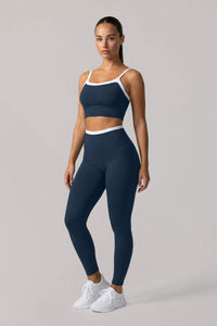Women's Athletic Color-Blocked Bra And Leggings Yoga Sets
