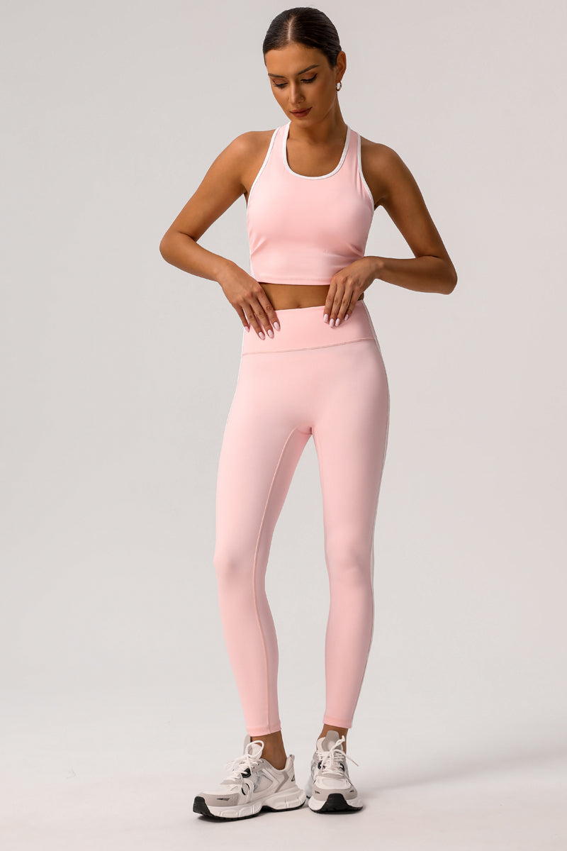 Trimmed sports bra & yoga leggings 2-piece set