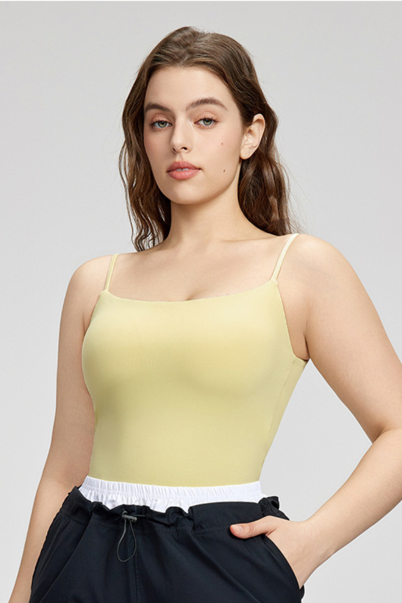 Plus Size Women Thin Strap Bare Feel Cut Out Sport Tank Top