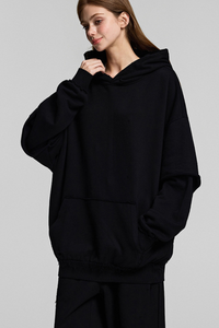 Faux two-piece hooded sweatshirt