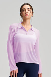 Women's Comfortable Breathable Polo Collar Long Sleeve Top