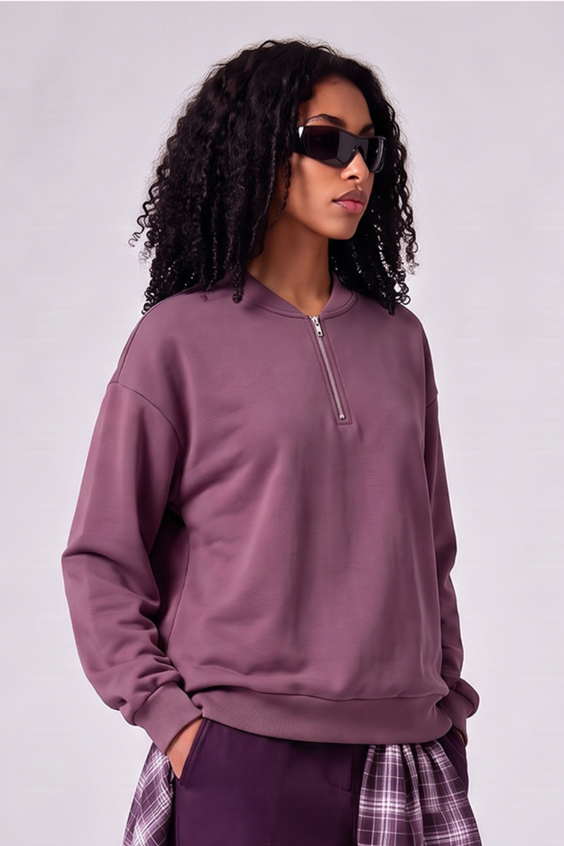 Women's Fall Vintage Washed Fleece Quarter Zip Sweatshirt