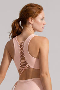Women's Athletic Cross Tie Back Padded Sports Yoga Bra