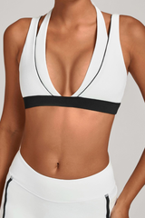 Women's Athletic Color-Block Double Shoulder Straps Yoga Bra