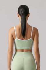 Women's Contrast-Line Thin Strap U-Back Sports Yoga Bra