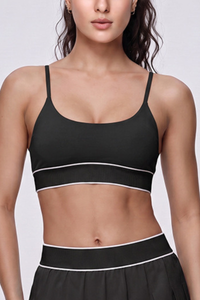 Women's Color Block Ribbed Thin Strap Sports Bra