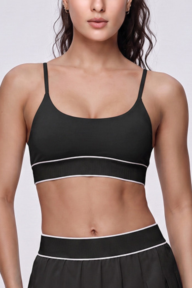 Women's Color Block Ribbed Thin Strap Sports Bra