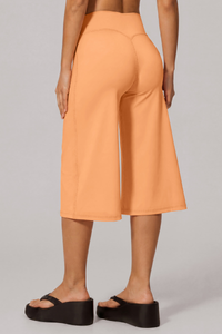 Women's Athletic Wide Waistband Yoga Wide Leg Capri Pants