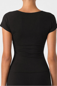 Women’s Summer Square Neck Form-Fitting Pilates T-shirt