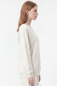 Women's Fall Washed Distressed Loose Drop Shoulder Pullover