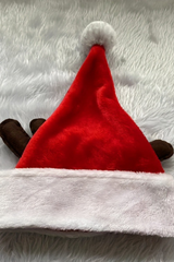 Unisex Christmas Santa Hat Plush with 3D Reindeer Antler