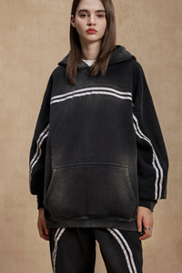 Rustic-style hooded sweatshirt