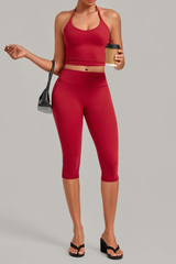 Women’s Halter Tank & Capri Leggings 2-Piece Yoga Set