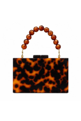 Women's Pearl Handle Acrylic Box Clutch Bag
