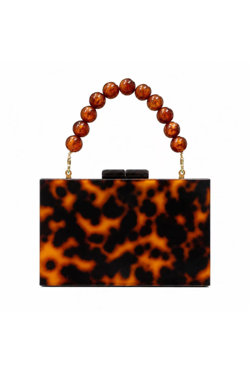 Women's Pearl Handle Acrylic Box Clutch Bag