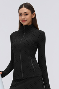 Women's Double-Sided Brushed Flocked Dot Slim Sports Jacket
