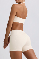 Women's Brushed Sports Yoga Bra And Pleated Short Set