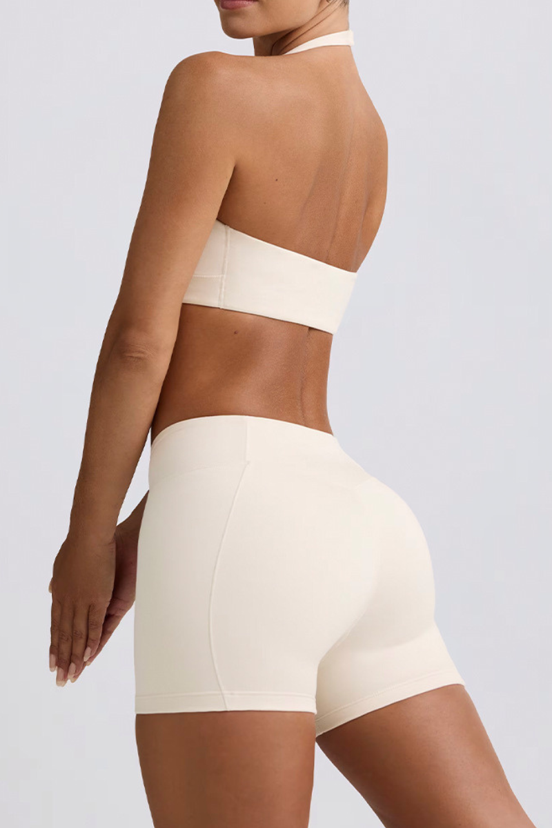 Women's Brushed Sports Yoga Bra And Pleated Short Set