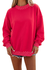 Women's Fall Polka Dot Color Block Mockneck Sweatshirt