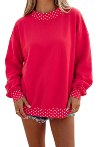 Women's Fall Polka Dot Color Block Mockneck Sweatshirt