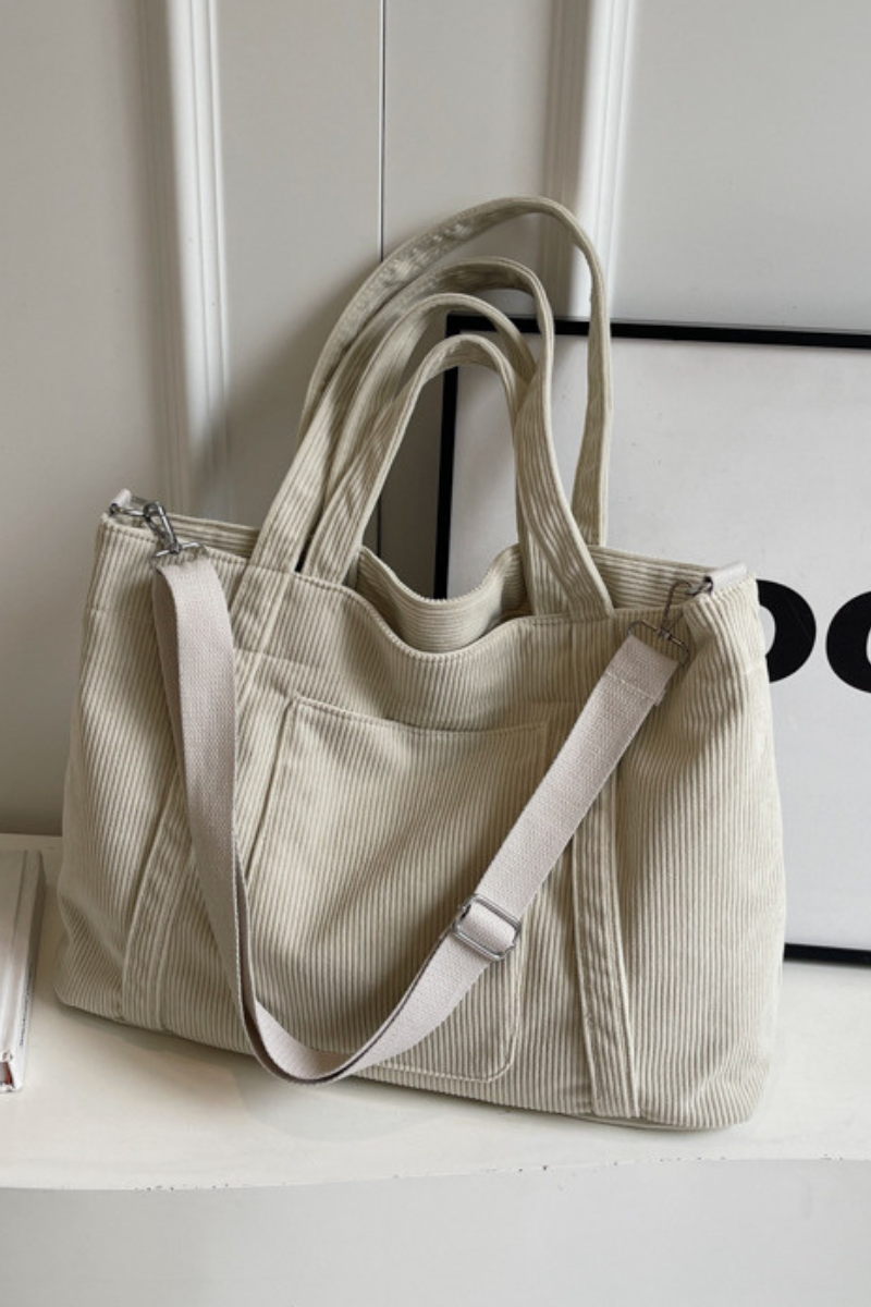 Women's Streetwear Corduroy Large-Capacity 3-Way Tote Bag