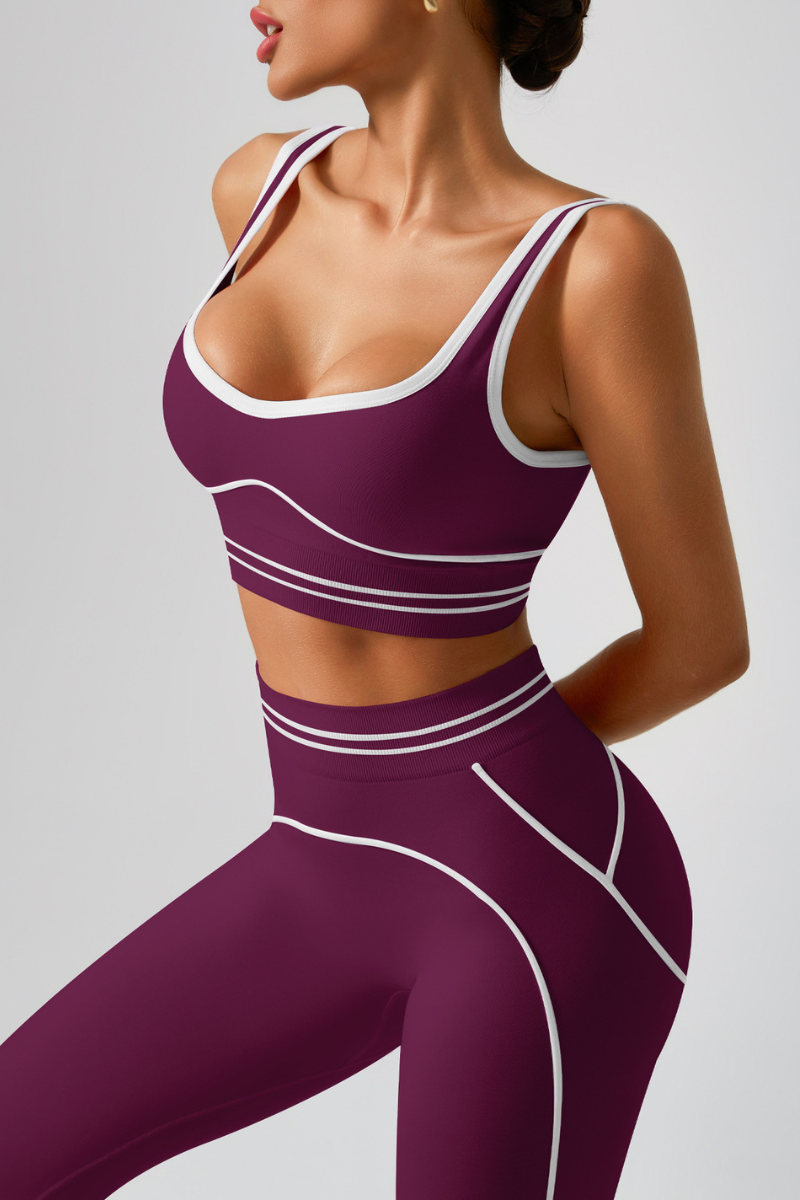 Women's Seamless Color-Block Sports Bra & Yoga Leggings Set