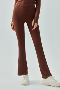 Women's Athletic High-Waisted Slim Fit Solid Flared Pants