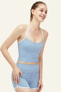 Women's Set: Y-shaped Back Tank Top & Color Block Shorts