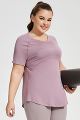 Plus Size Women's Back Mesh Vent Soft Athletic Yoga T-shirt