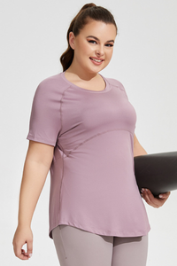 Plus Size Women's Back Mesh Vent Soft Athletic Yoga T-shirt