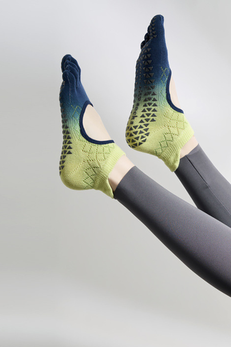 Women's Ombre Mesh Yoga Grip Five-Toe Socks