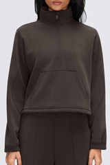Women's Fall/Winter Stand Collar Half Zip Cropped Sweatshirt