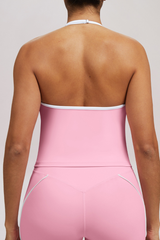 Women's Athletic Halterneck Color Block SeamlessTank Top