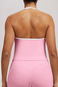 Women's Athletic Halterneck Color Block SeamlessTank Top