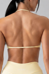 Women's Halter V Neck Twist Front Backless Sports Bra