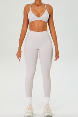 Women's Set:Cross Back Triangle Cup Bra & High-waist Leggings