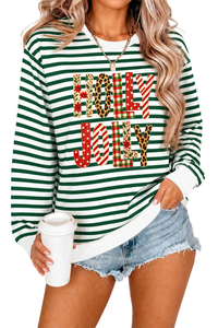Women's Fall Christmas Festival Stripe Printed Pullover