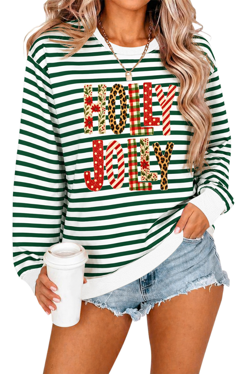 Women's Fall Christmas Festival Stripe Printed Pullover