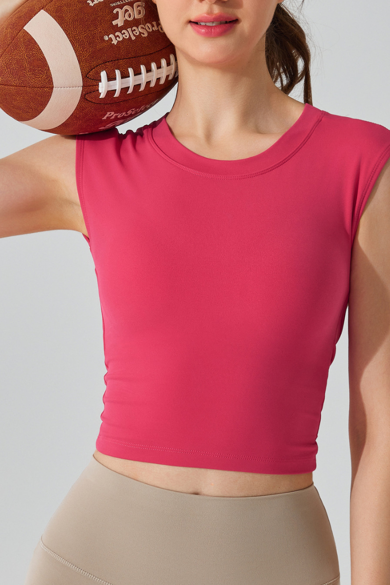 Women's Bare Feel Twist Open Back Cropped Sport T-shirt