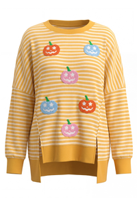 Women's Cute Halloween Colorful Pumpkin Smile Sweatshirt