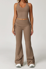 Women's Yoga Tank Top and Flared Pants Two-Piece Set