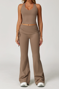 Women's Yoga Tank Top and Flared Pants Two-Piece Set