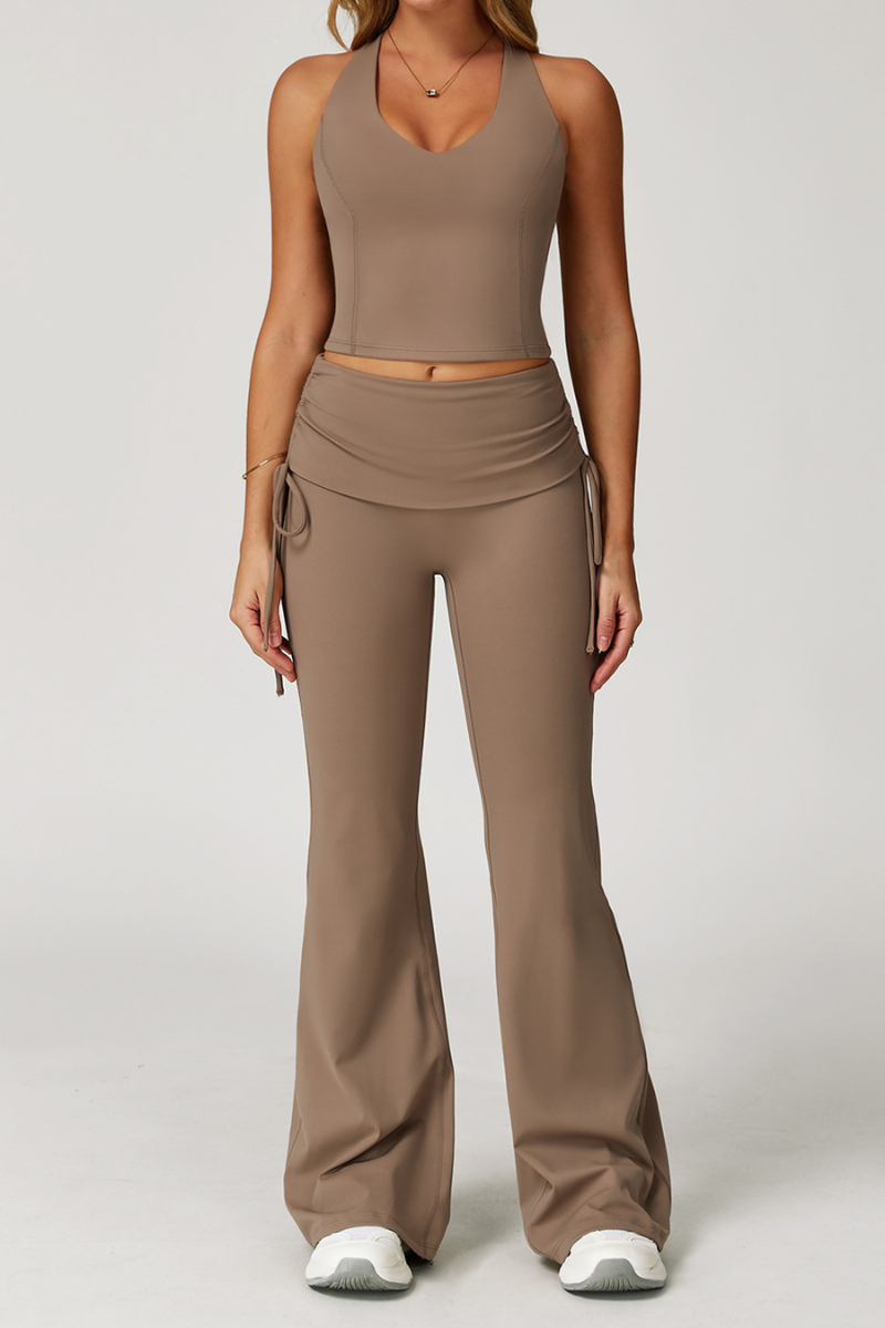 Women's Yoga Tank Top and Flared Pants Two-Piece Set