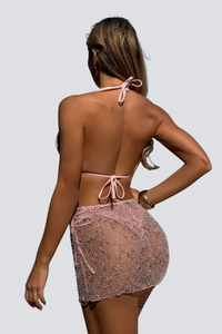 Women's Summer Mesh Half Skirt Bikini Set 3 Pieces