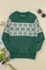 Women's Fall Christmas Long-Sleeve Snowflake Knit Sweater