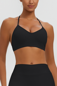 Women's Naked Feel Padded Halter V Neck Sports Bra