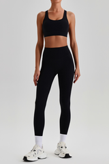 Women's Wide Strap Sports Bra & No Front Seam Leggings Set
