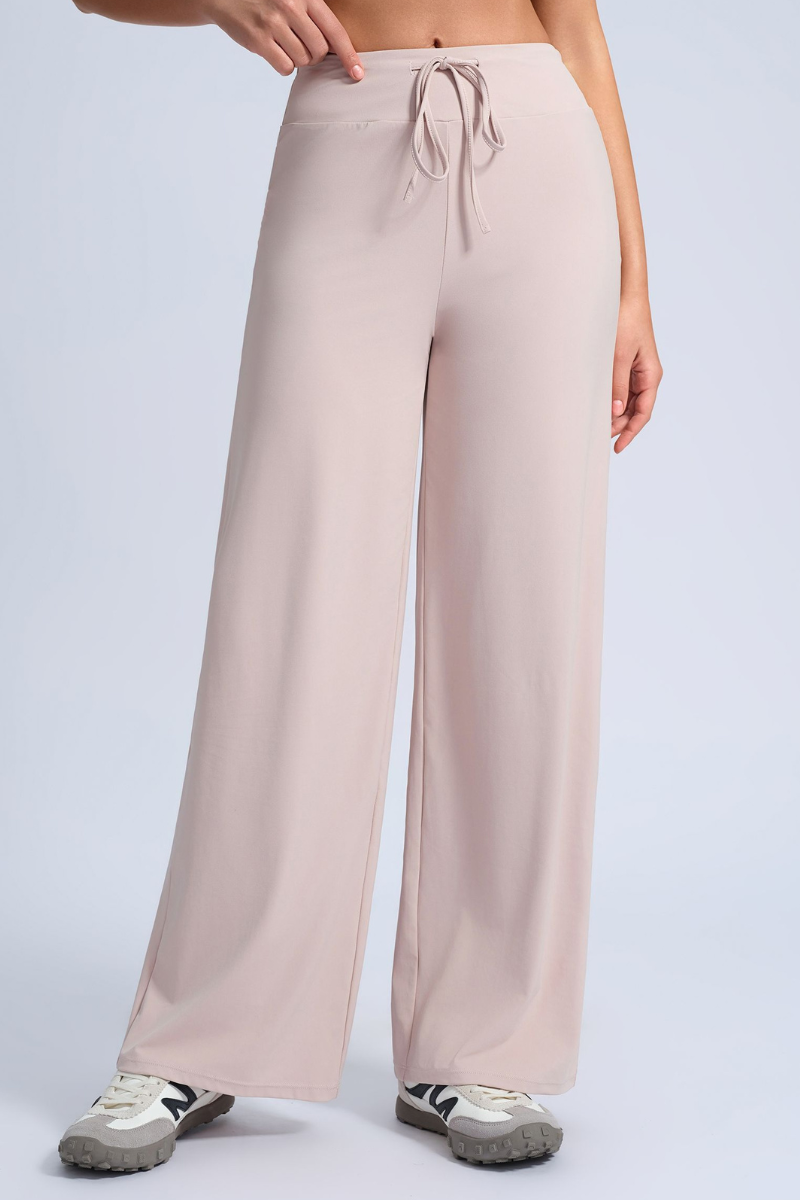 Women's Sports Solid Drawstring Wide-Leg Yoga Pants